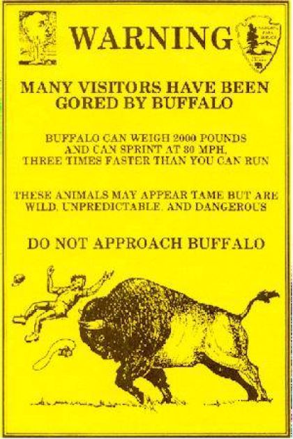 NPS - Bison Warning! bison, wildlife, Yellowstone