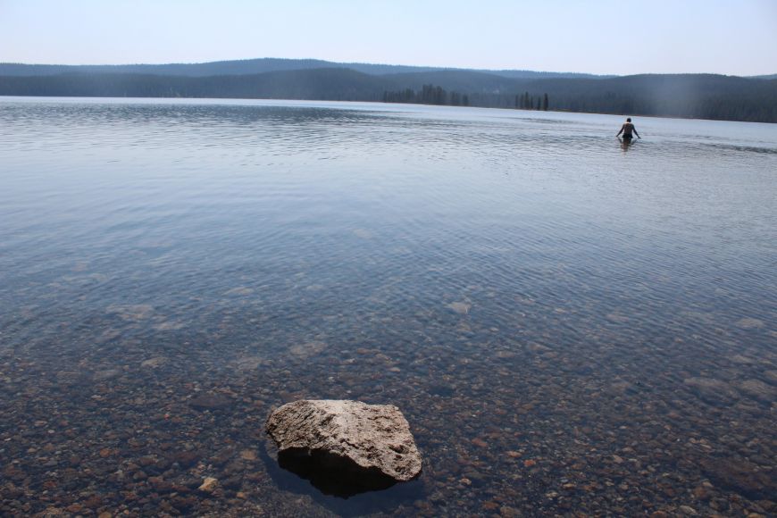 Swimming in Shoshone Lake - Bechler River Trail - Yellowstone Backpacking - Yellowstone Guidelines