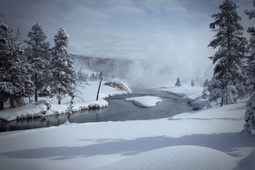 Geysers Basin covered in Snow - Yellowstone National Park 