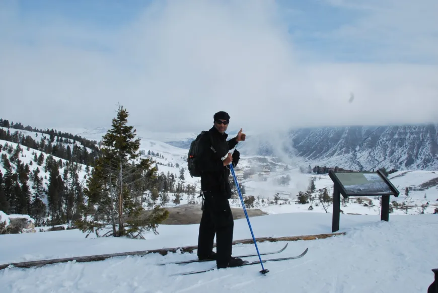 Skiing at Mammoth Hot Springs 
