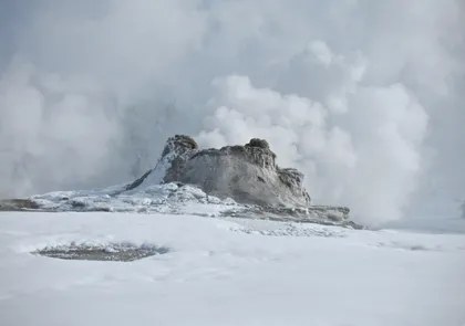 Castle Geyser in Yellowstone in Winter