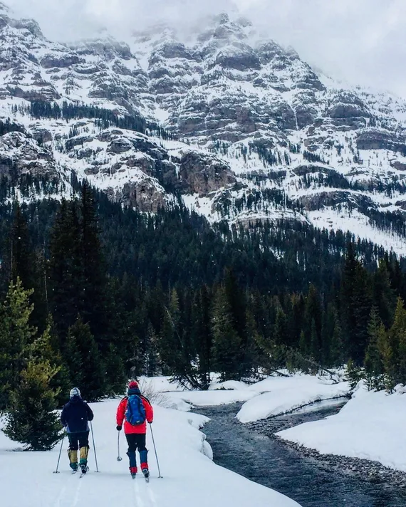 Skiing at the base of Barronette Peak 